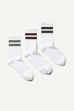 Weiß mit schwarzen Streifen - Gestreifte Sportsocken 3er-Pack - 0