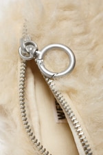 Beige - Faux Fur Mini Zip Purse - 1