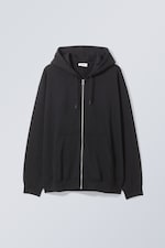 Schwarz - Oversized-Kapuzenjacke mit Reißverschluss - 0