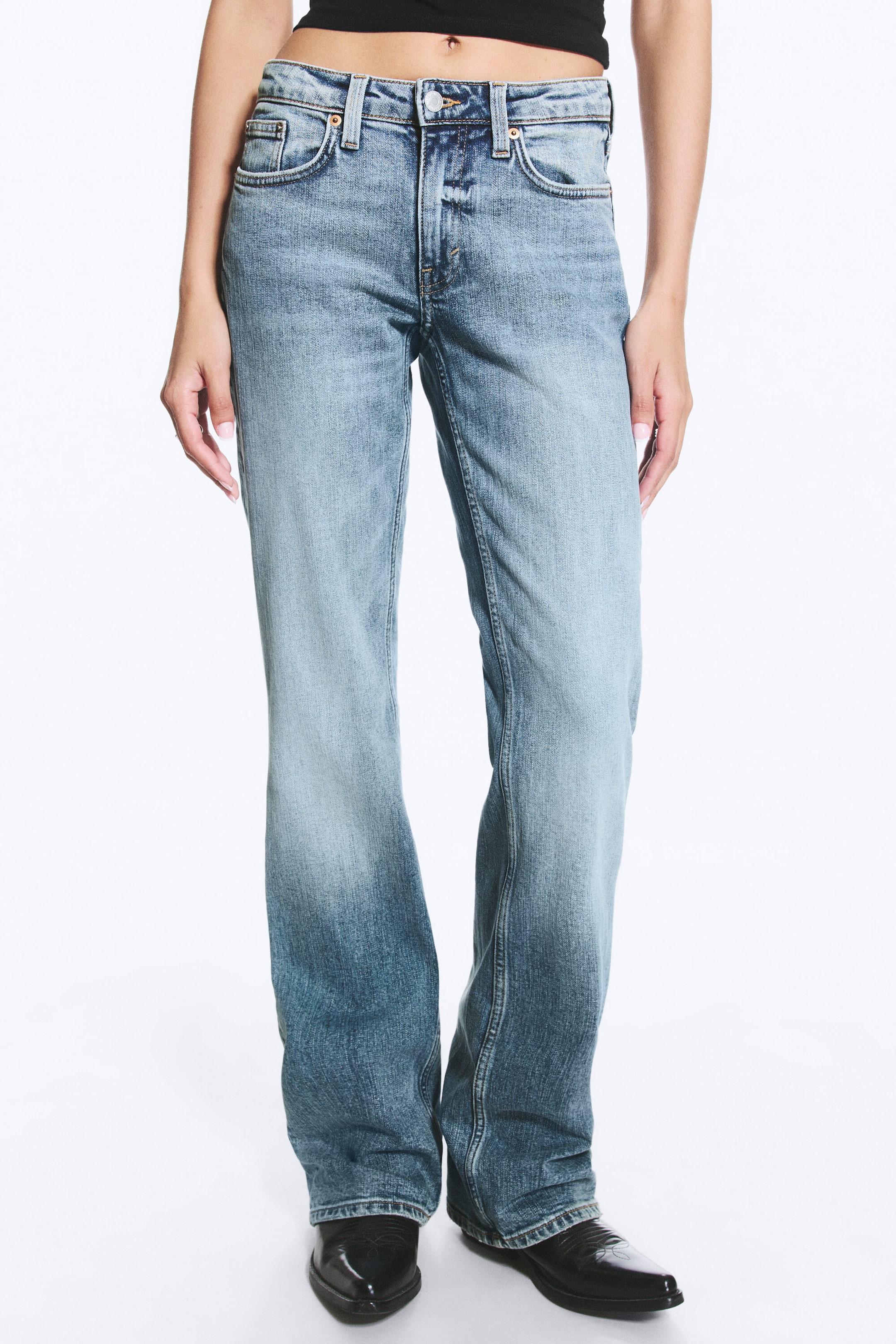 Kimberley Blue - Mellanblå - Tension Mid Waist Slim Bootcut Jeans - 2