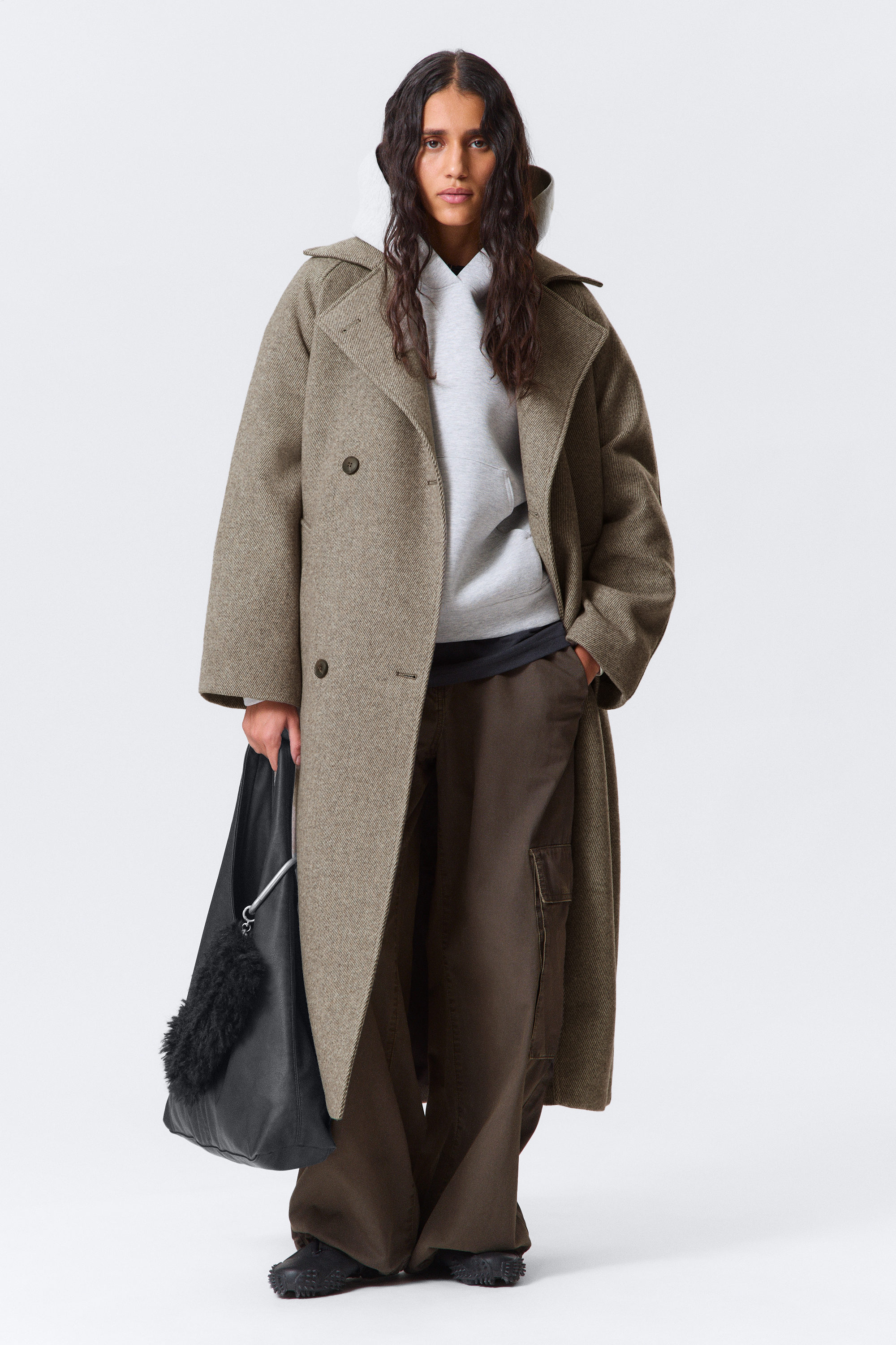 Lichtbeige - Kia oversized double-breasted jas van wolmix - 2