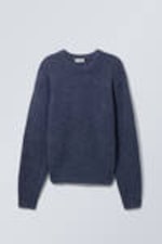 Dark Blue - Regular Knitted Wool-Blend Sweater - 0
