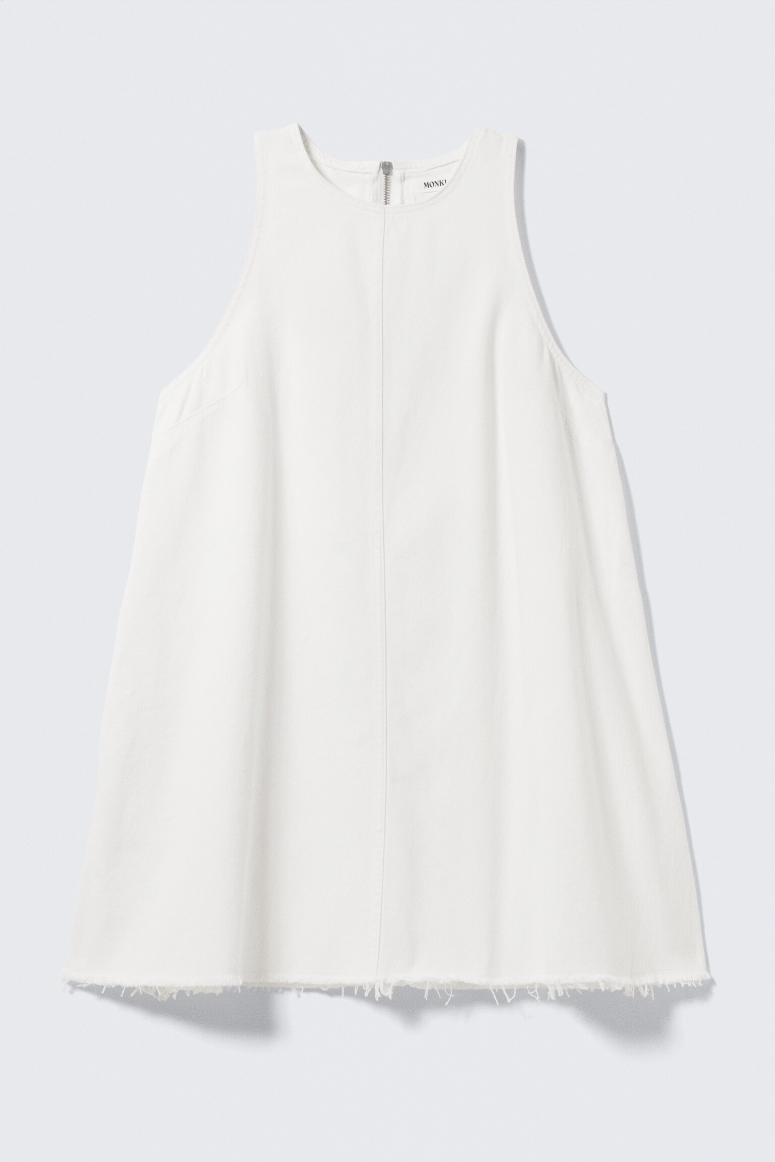Sleeveless Cotton Twill Mini Dress - White/Washed Kahki Green/Washed Dark Brown - 2