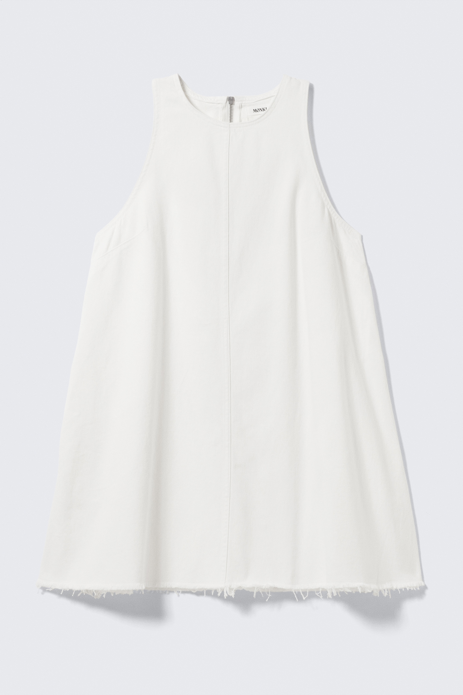 Sleeveless Cotton Twill Mini Dress - White/Washed Dark Brown/Washed Kahki Green - 2