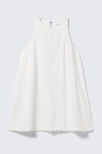 White - Sleeveless Cotton Twill Mini Dress - 0
