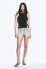 Black - Fitted Hook & Eye Tank Top - 1