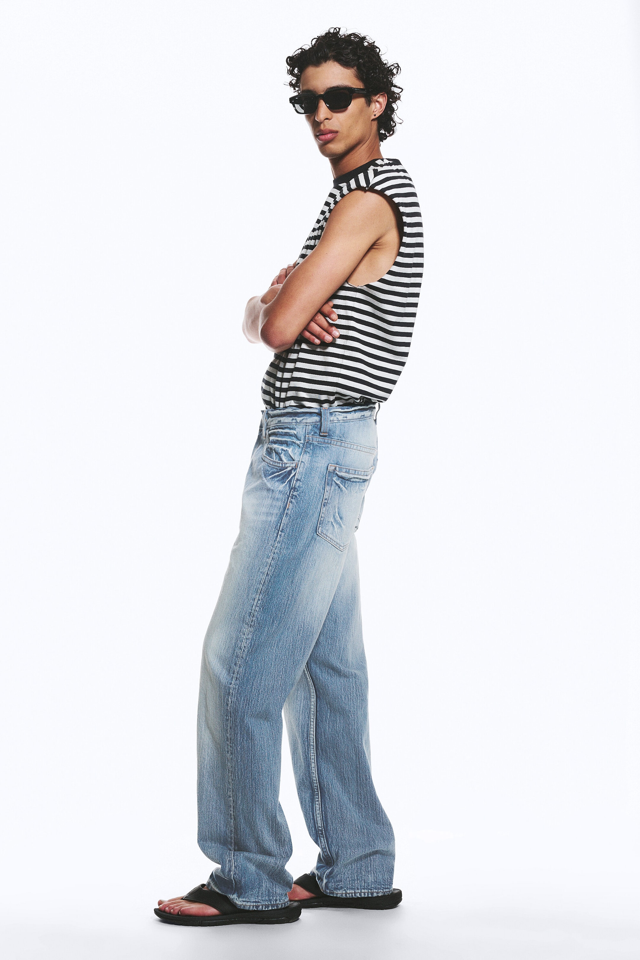 Blue Moon - Bleu clair - Jean droit standard taille basse unisexe Anti - 6