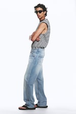 Blue Moon - Bleu clair - Jean droit standard taille basse unisexe Anti - 6