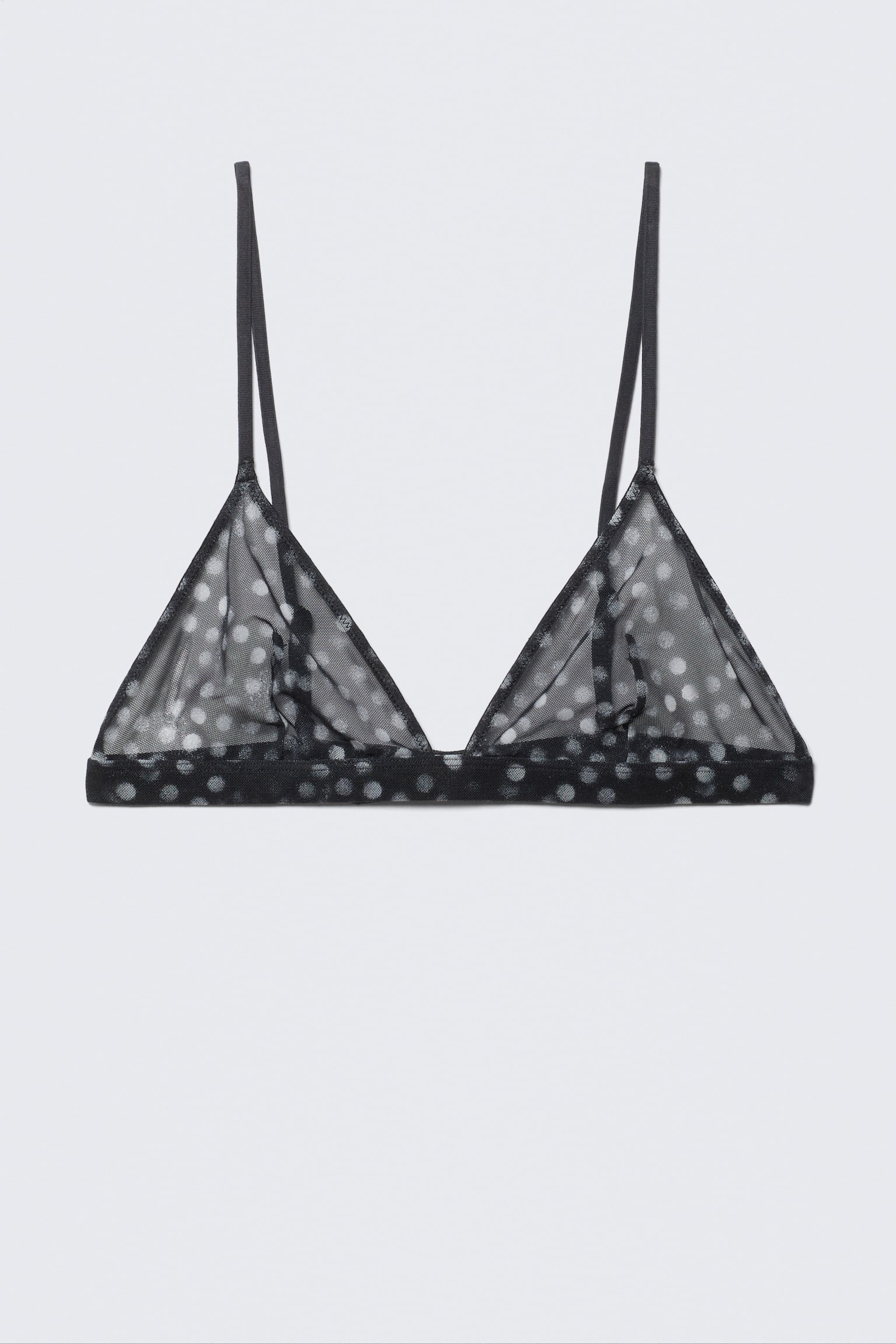 Soutien-gorge triangle en mesh imprimé - Noir - Pois - 1