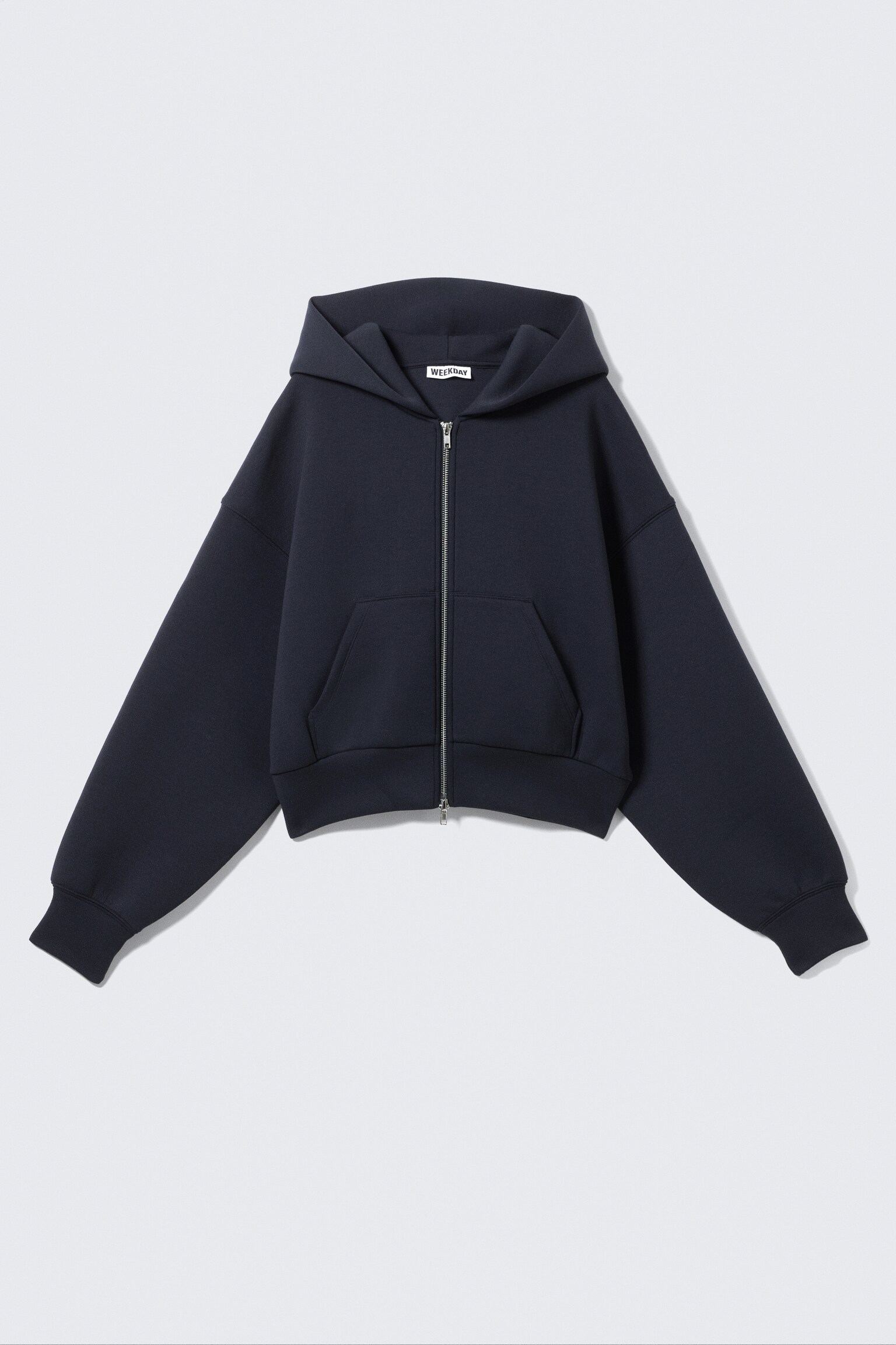 Scuba zip-hoodie i lös passform - Mörkblå/Gråmelerad - 2