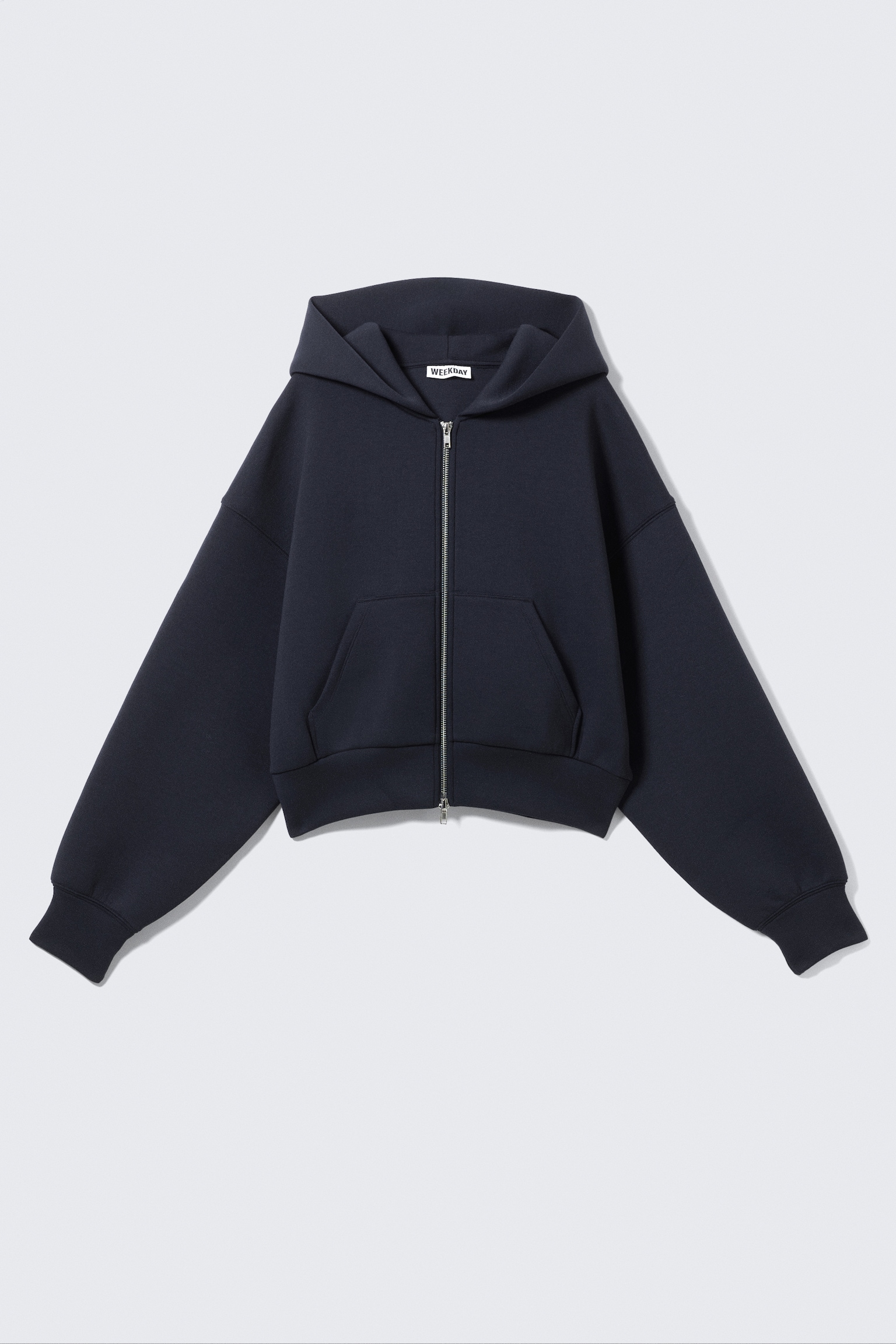Loose Fit Scuba Zip Hoodie - Dark Blue/Grey Melange - 2