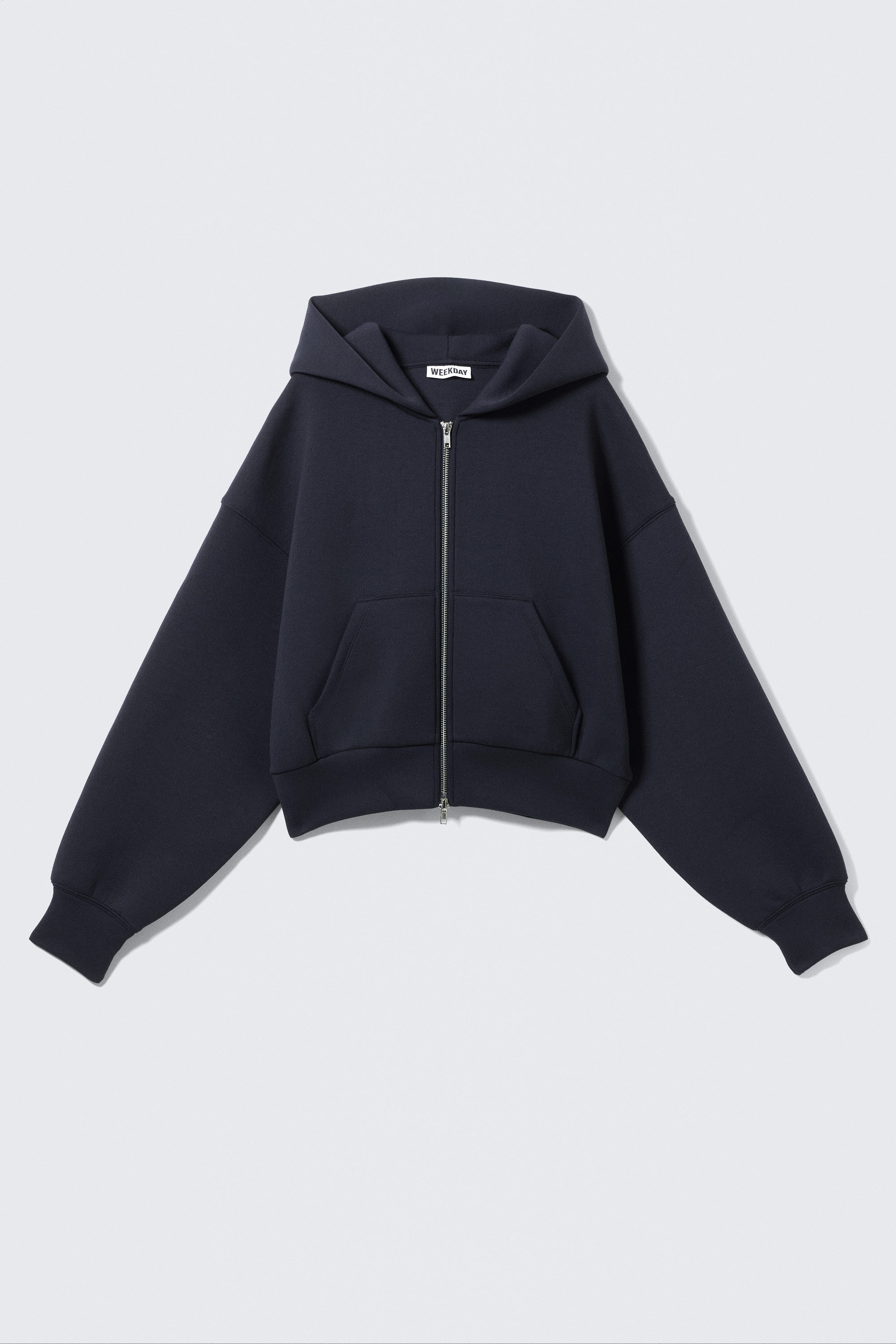 Dark Blue - Loose Fit Scuba Zip Hoodie - 5