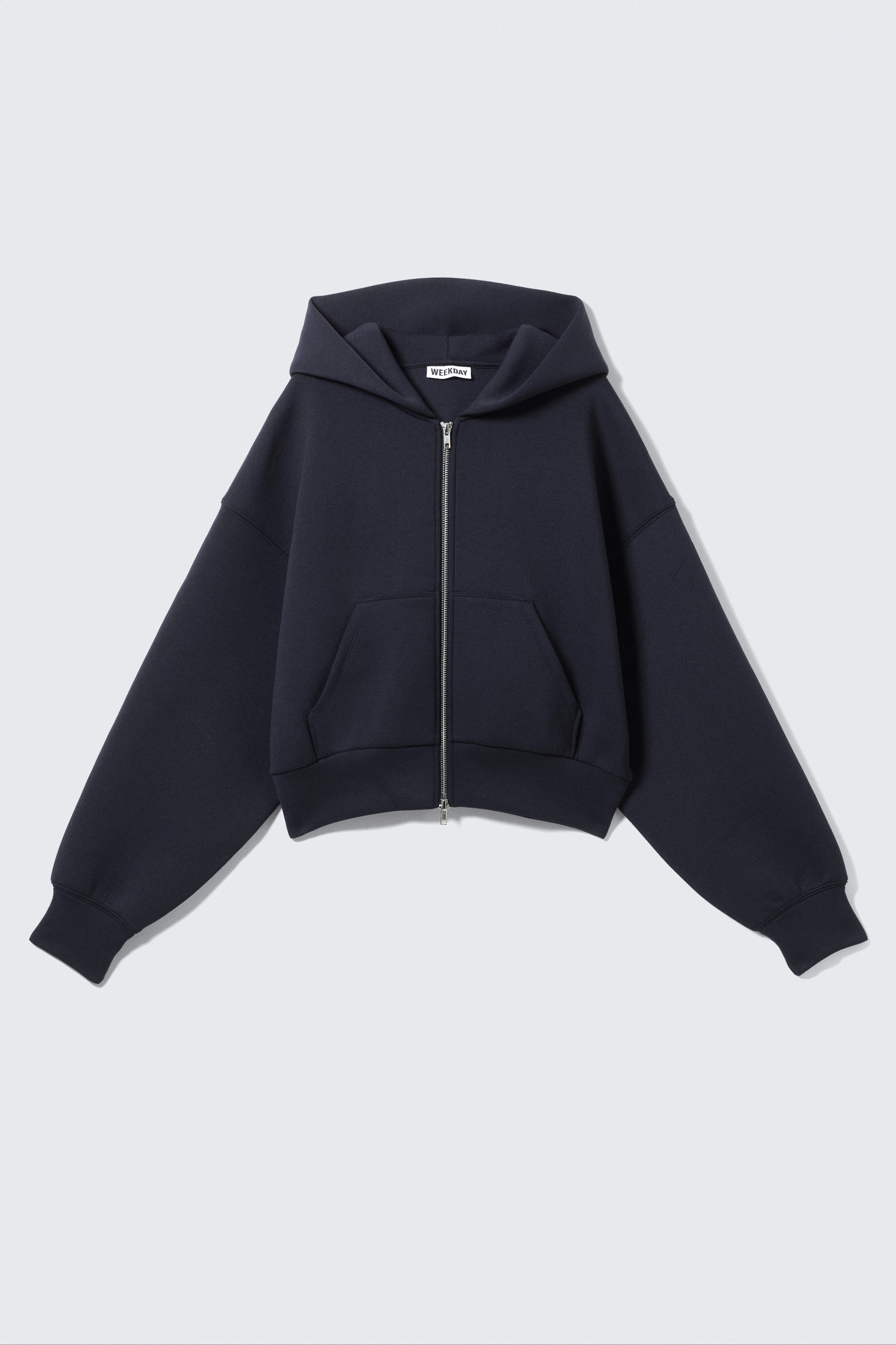 Dark Blue - Loose Fit Scuba Zip Hoodie - 3