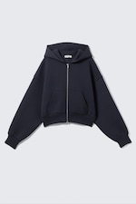 Dark Blue - Loose Fit Scuba Zip Hoodie - 3