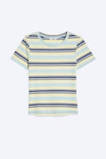 Randig Blå/Gul - Tight mini-t-shirt - 0