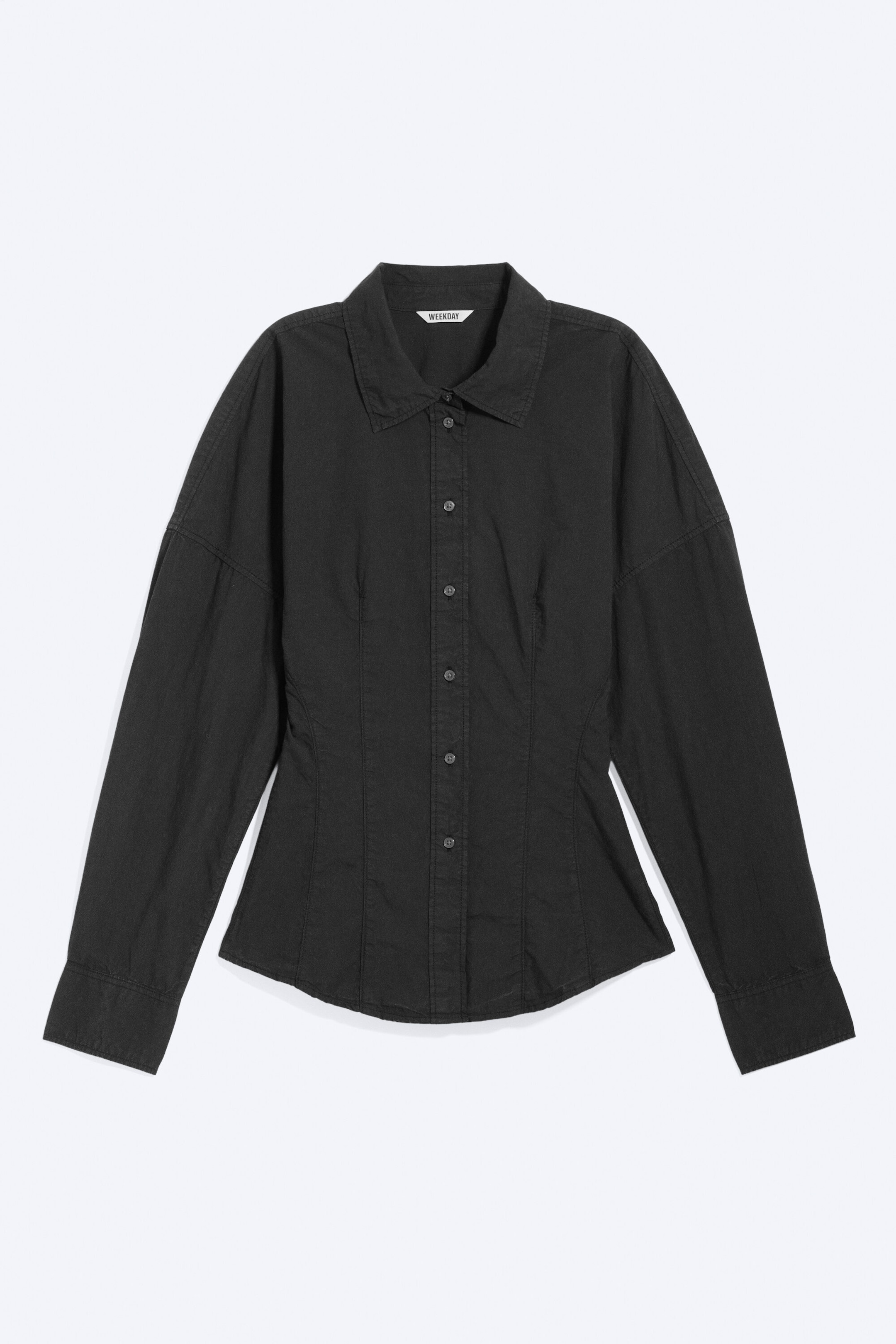 Black - Waisted A-Line Shirt - 3
