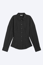 Black - Waisted A-Line Shirt - 3