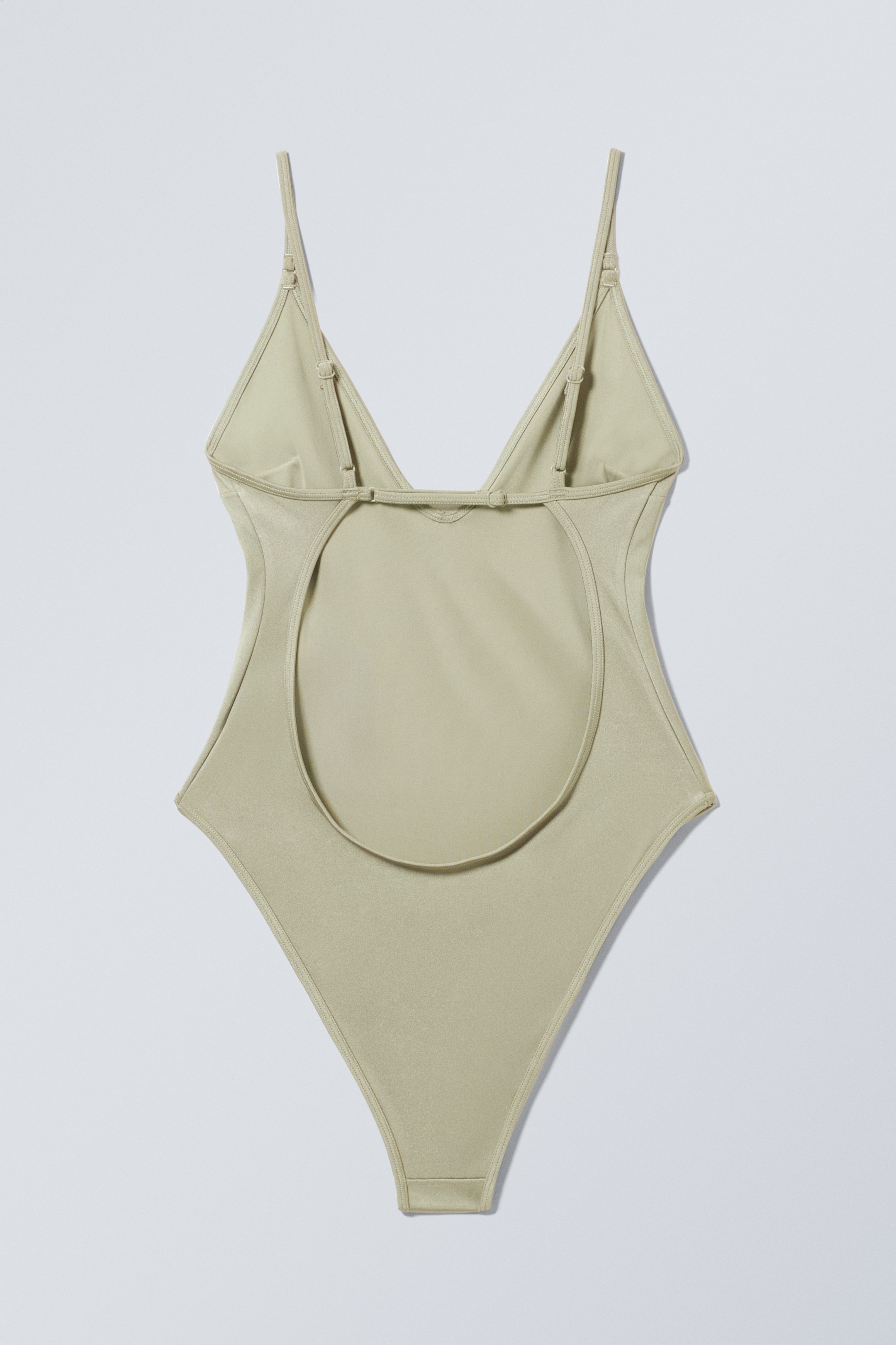 Light Khaki Green - Open Back Swimsuit - 1