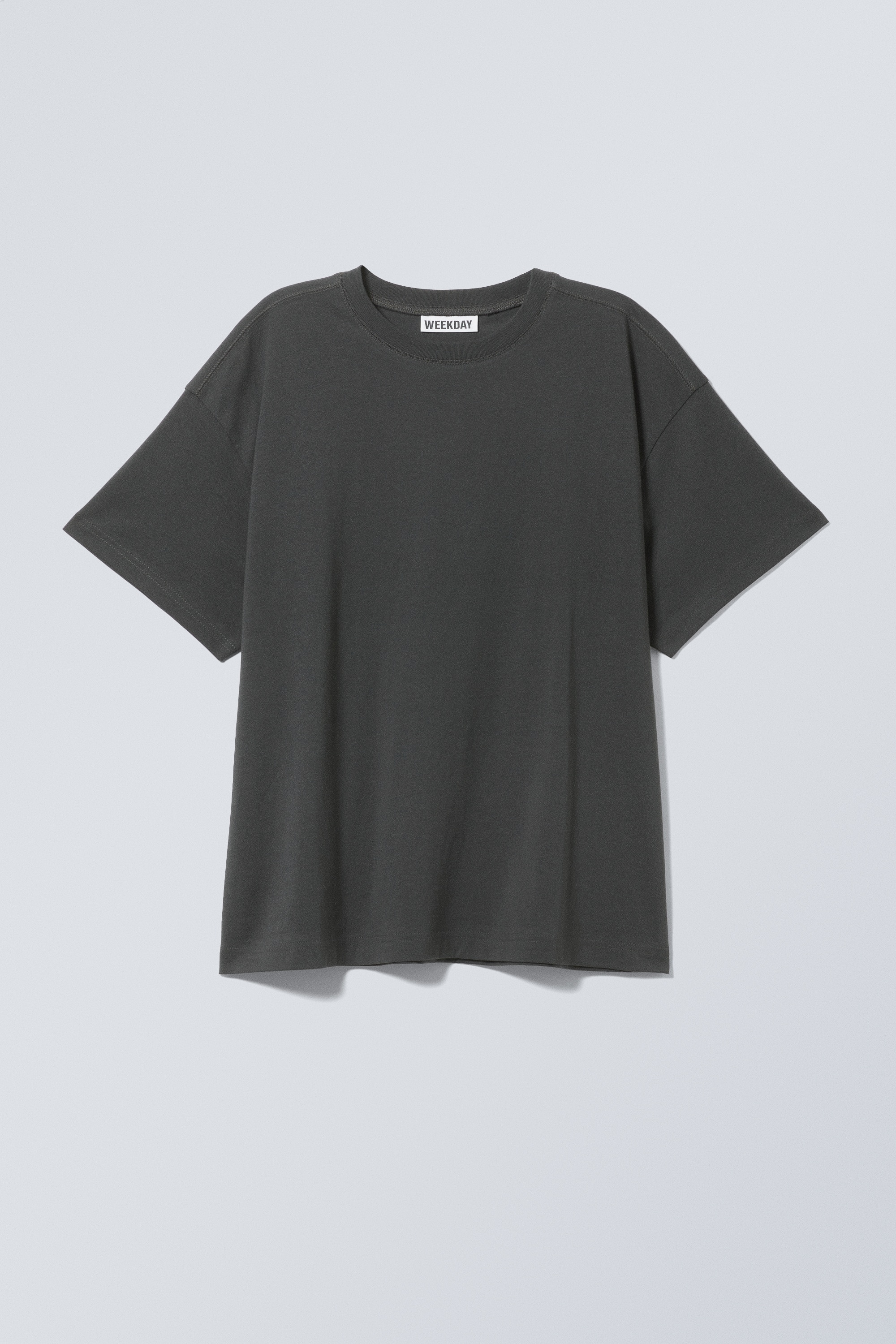 T-shirt boxy in cotone con vestibilità relaxed - Grigio scuro/Nero/Bianco