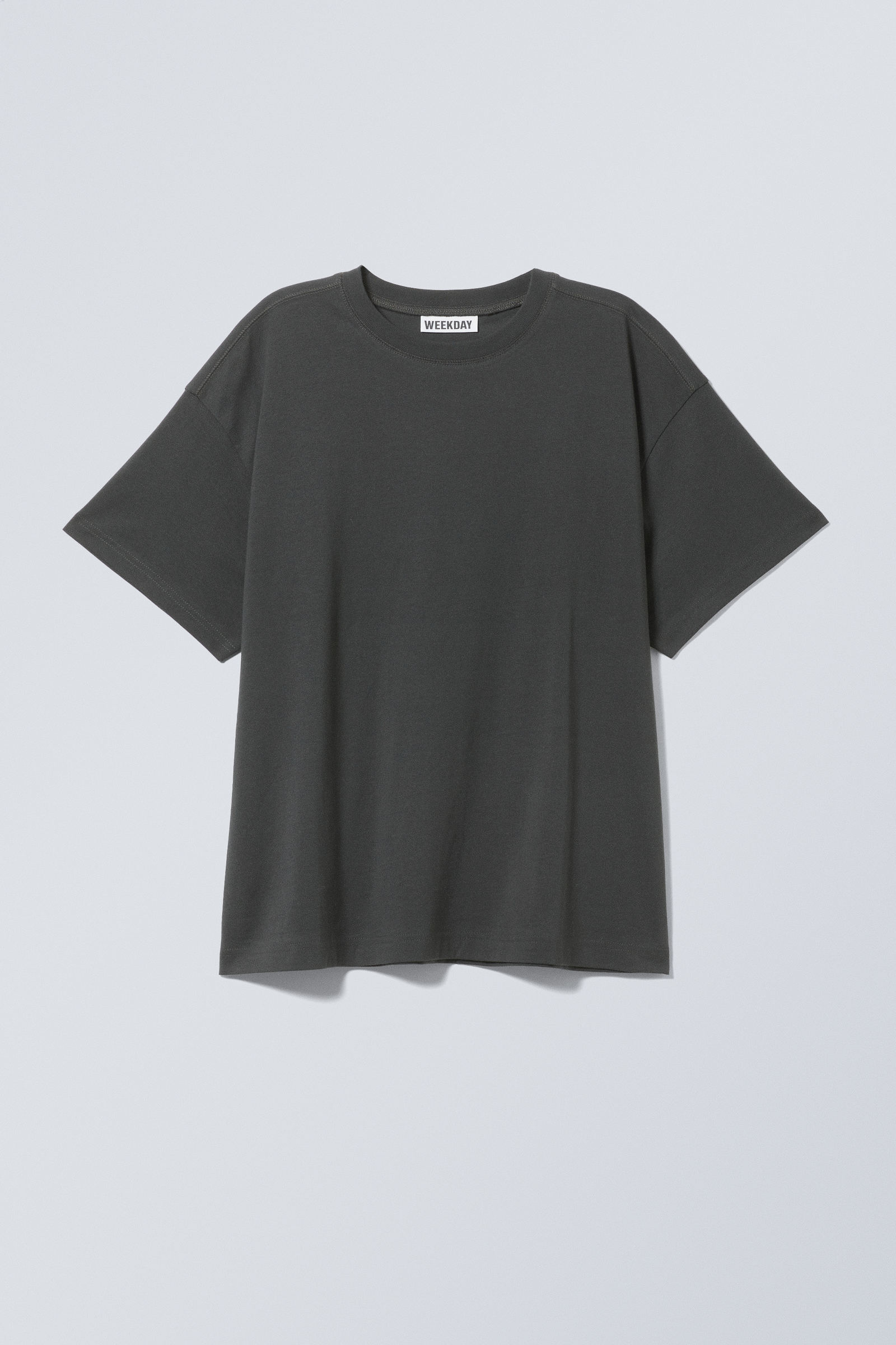 relaxed boxy cotton t-shirt - Dark Grey | Weekday WW