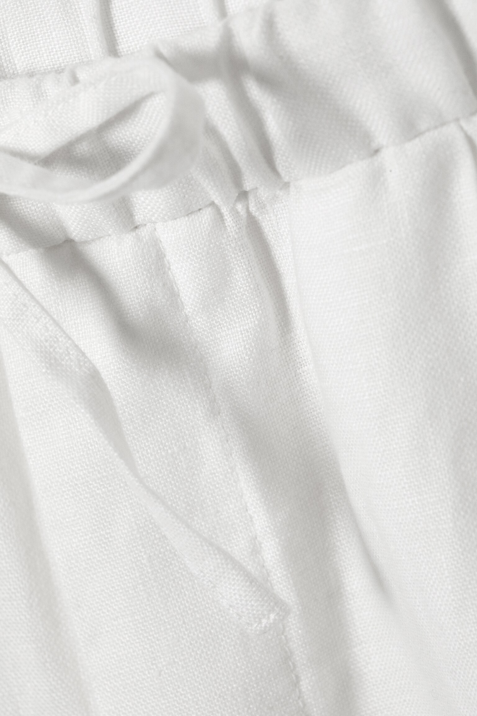 Pantalón de lino holgado de pernera recta - Blanco/Negro/Gris oscuro - 4