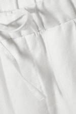 White - Loose Fit Straight Leg Linen Trousers - 1