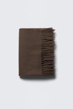 Mörkbrun - Halsduk i ullmix med fransar - 1
