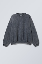 Vasket mørkeblå - Langermet, oversized avslappet collegegenser - 0