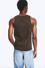 Mørkebrun - Klassisk ribbestrikket tanktopp - 2