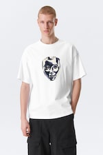 Vit - Robo Silver Face - Boxig t-shirt med tryck - 0