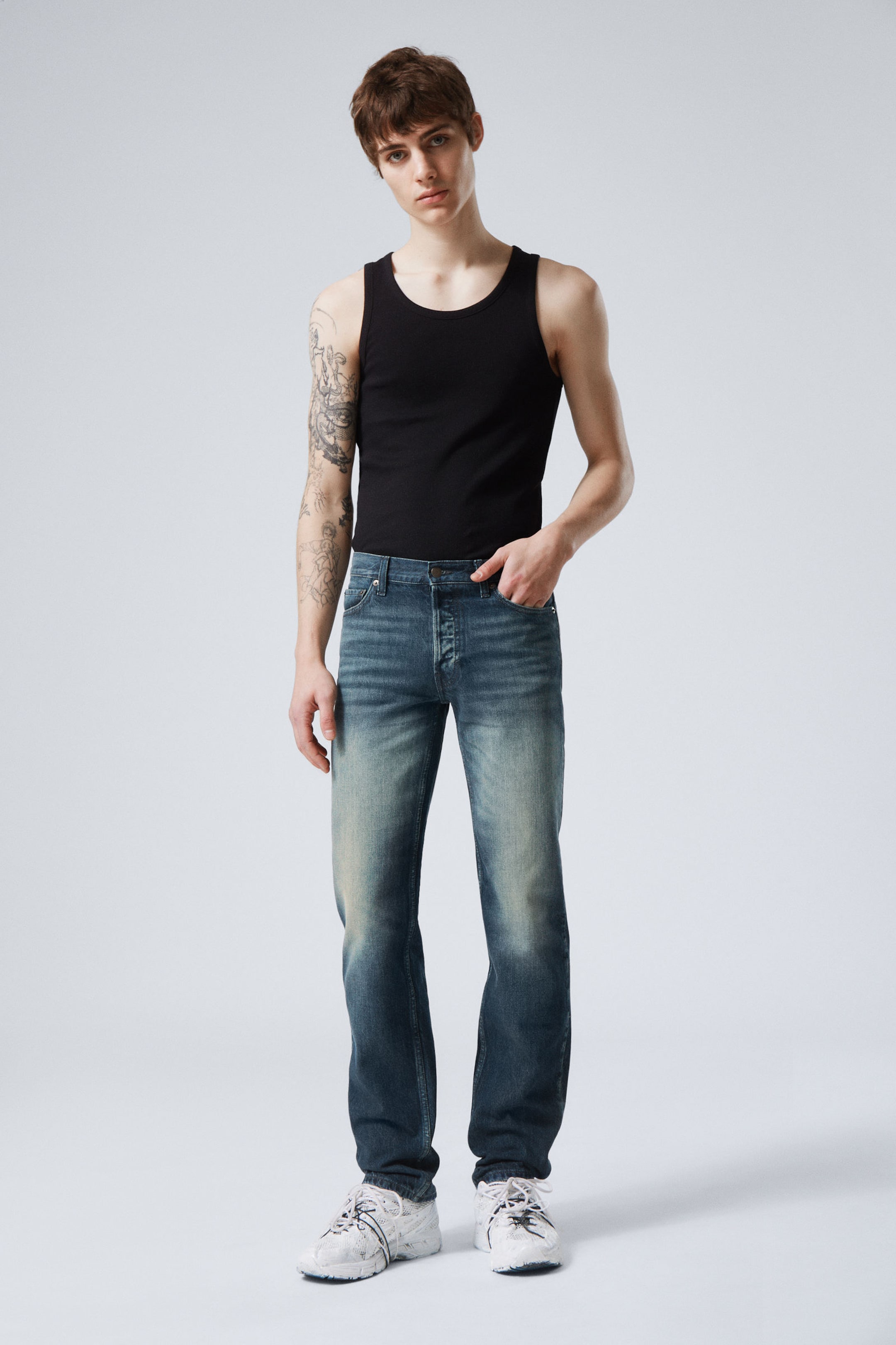 Deep Cyan - Medium Blue - Klean Regular Straight Leg Jeans - 1