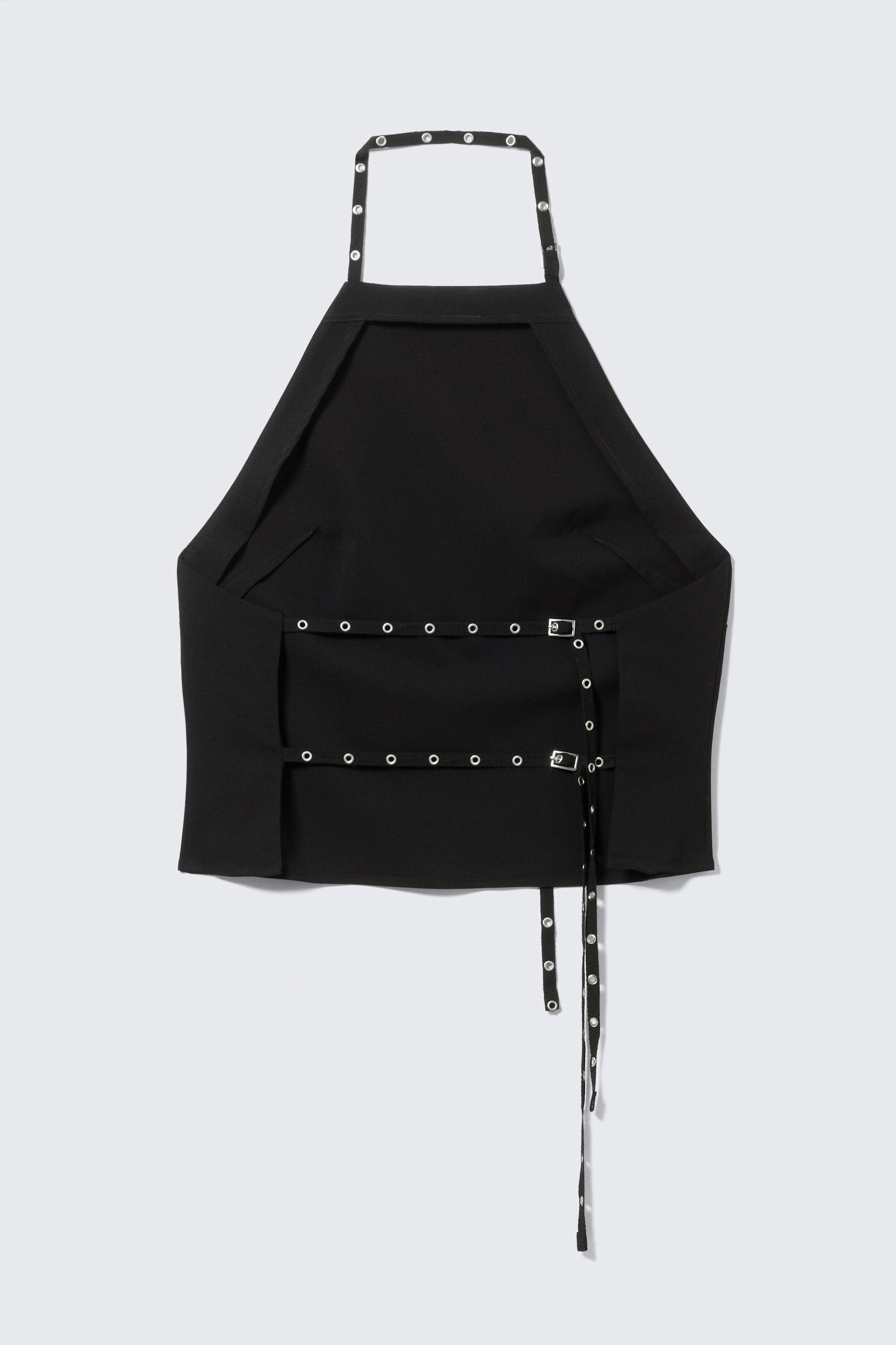 Schwarz - Neckholder-Top mit Ösendetails - 5