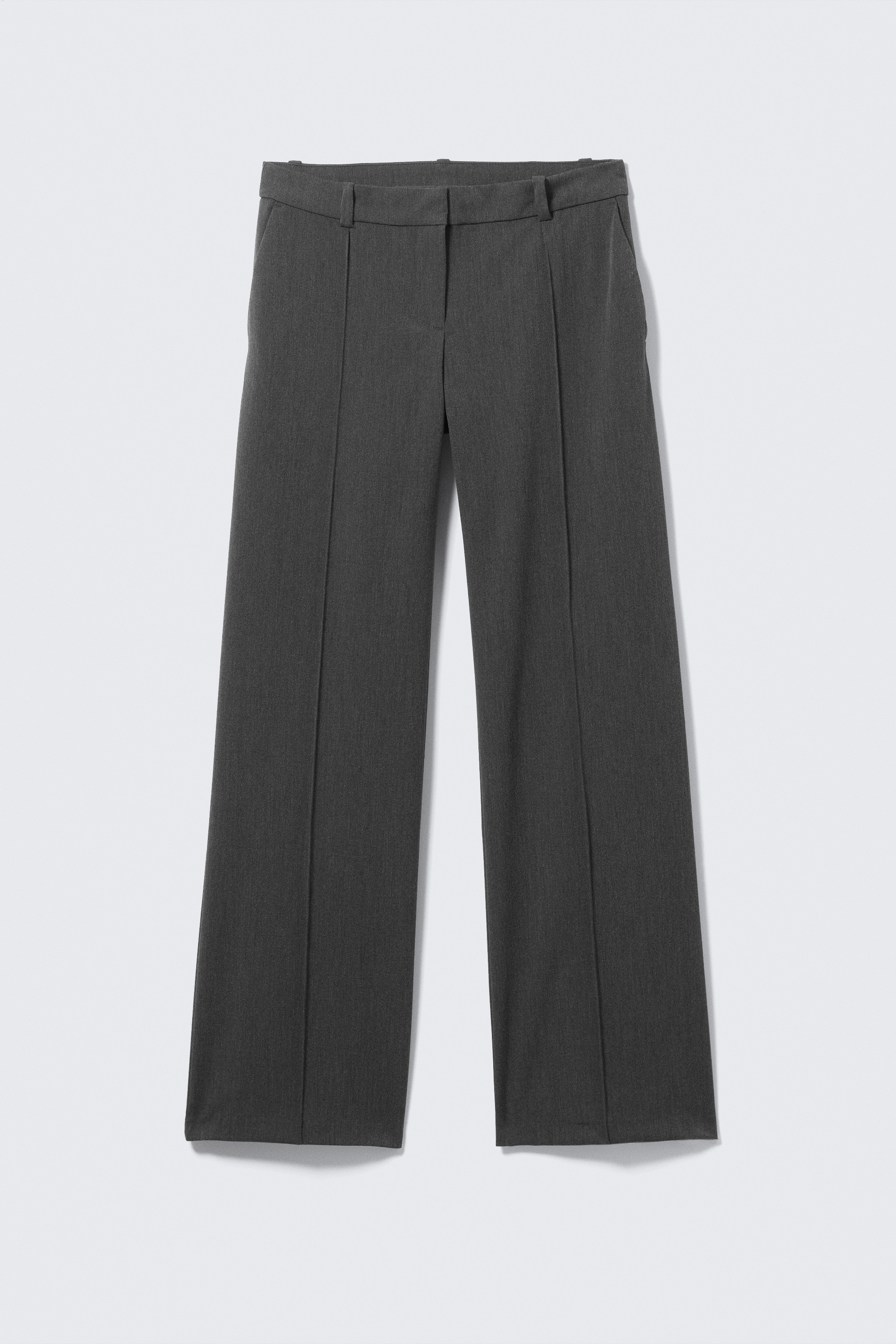 Low Rise Straight Suiting Trousers - Dark Grey Melange/Black