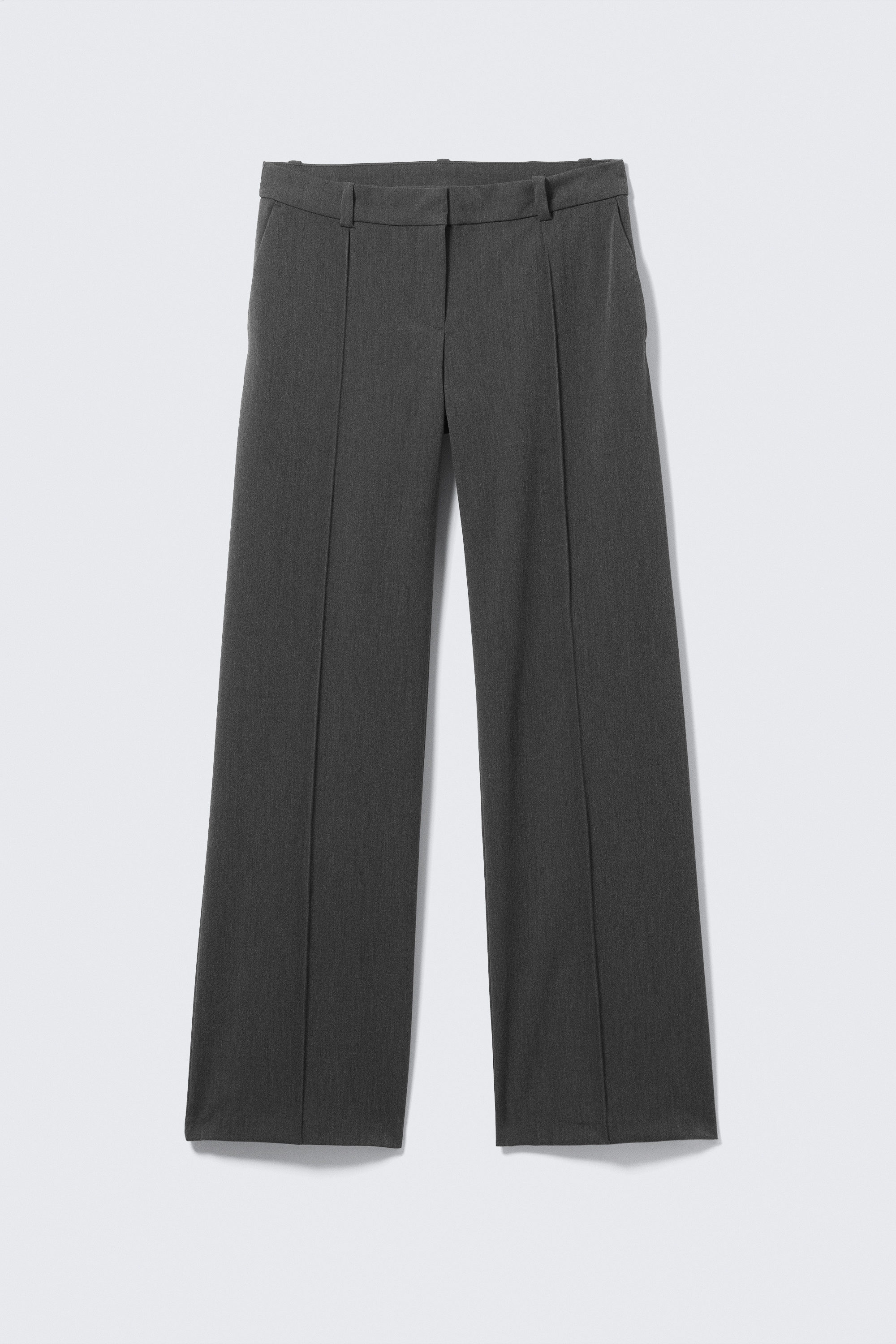 Dark Grey Melange - Low Rise Straight Suiting Trousers - 1