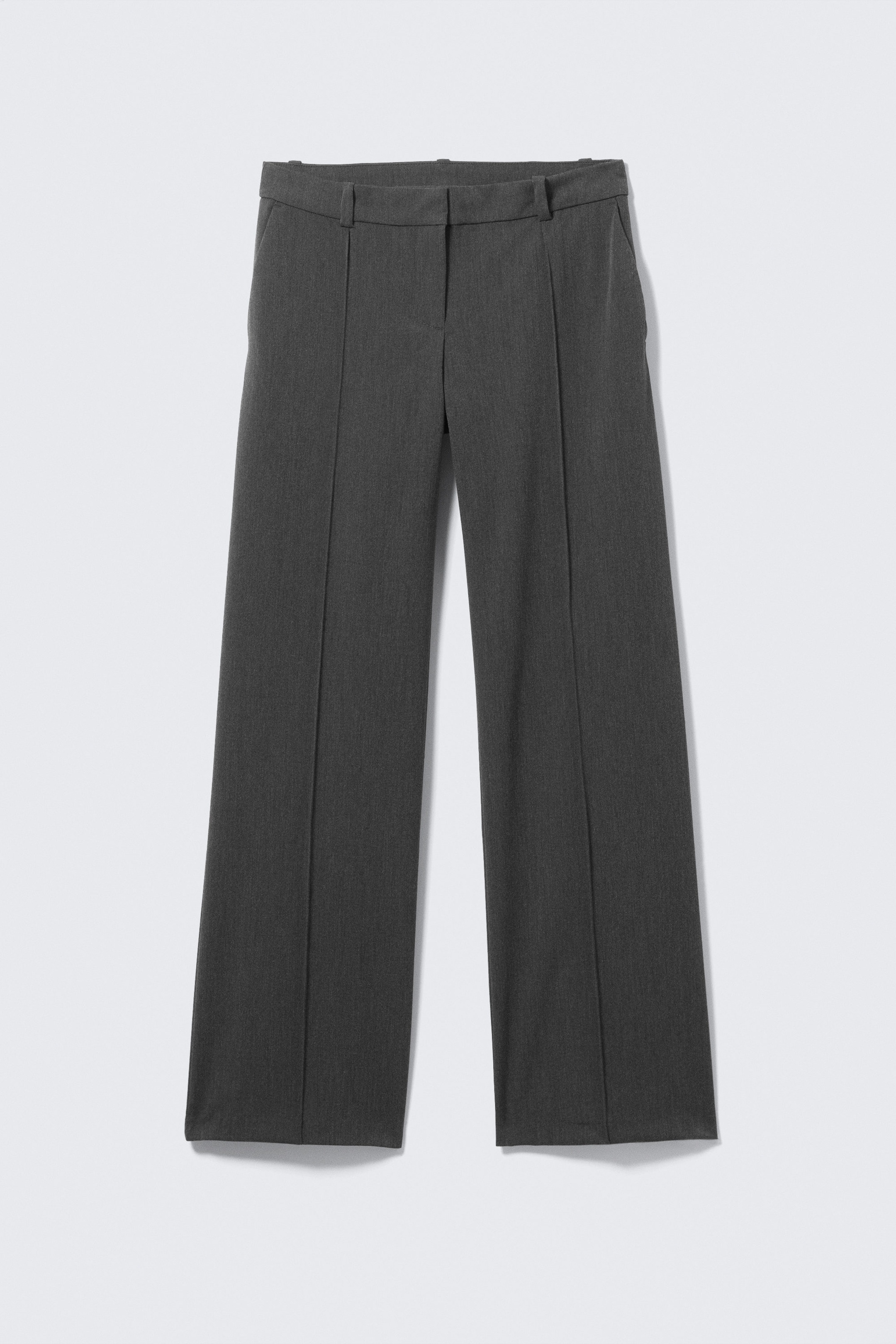 Dark Grey Melange - Low Rise Straight Suiting Trousers - 4