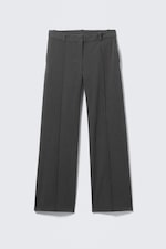 Dark Grey Melange - Low Rise Straight Suiting Trousers - 4