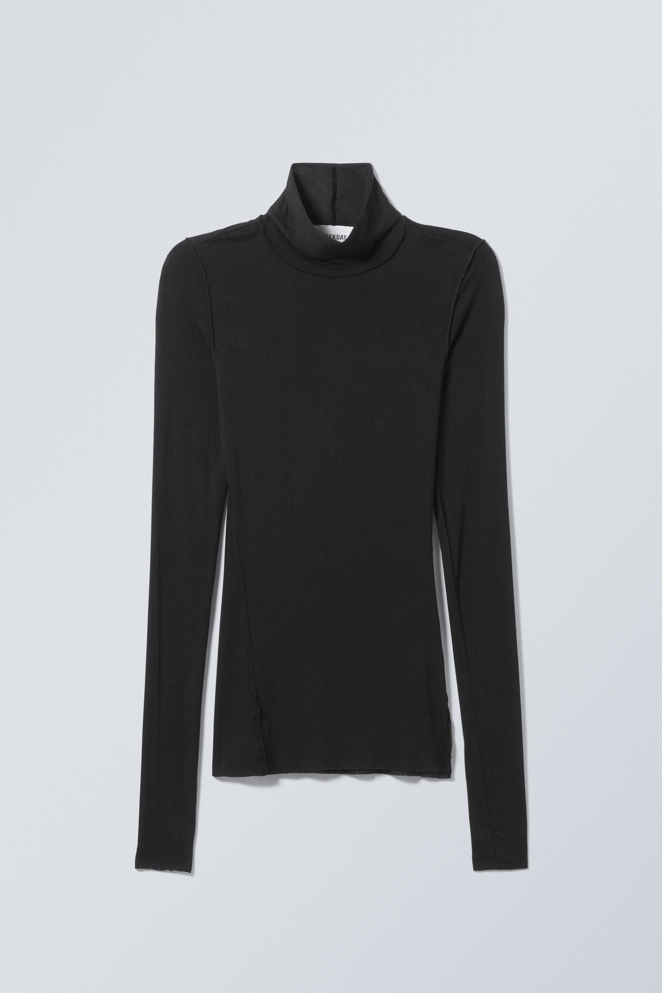 Noir - Pull à col roulé transparent à manches longues - 1