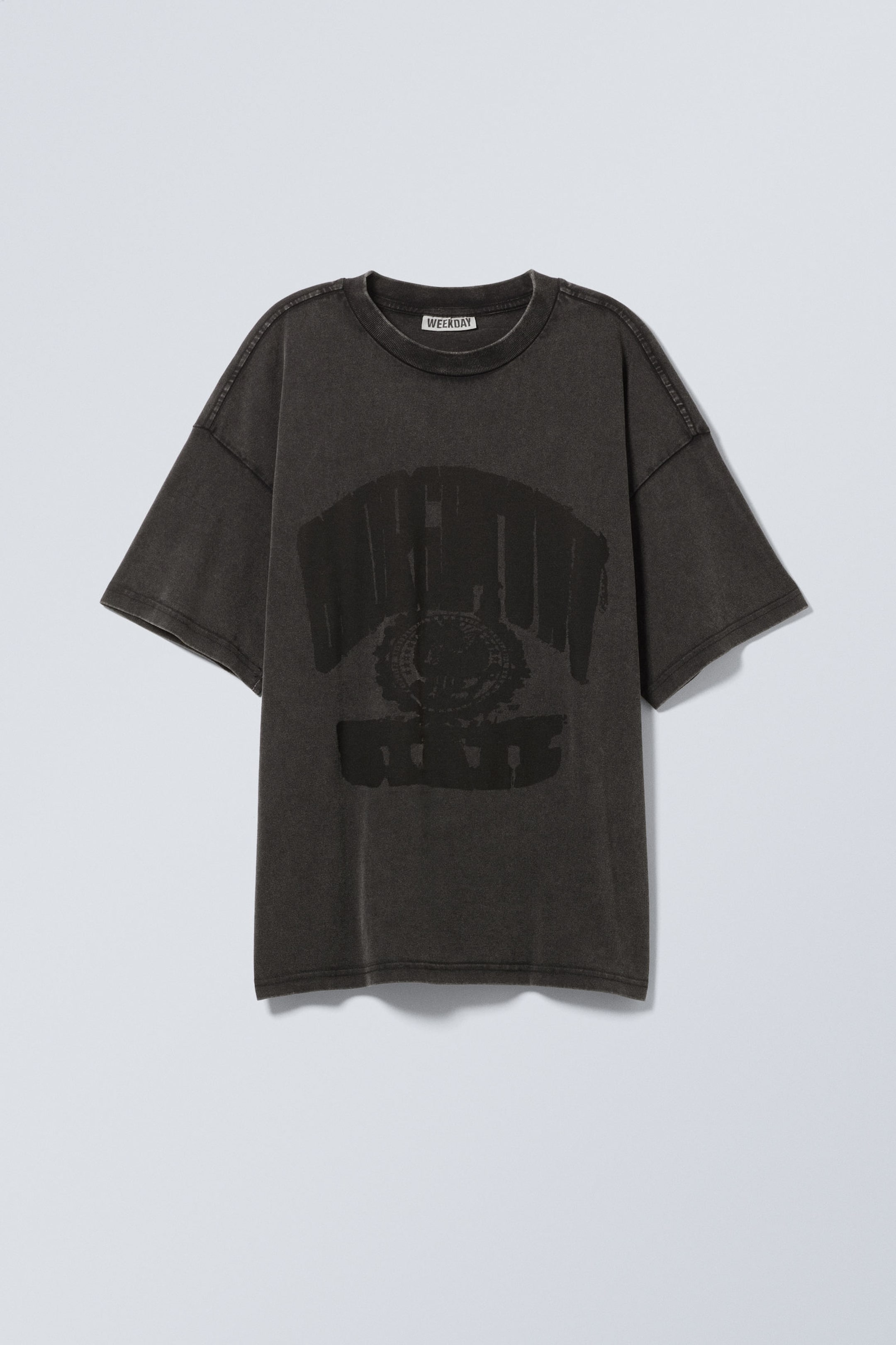 Schwarz washed - Stencil State - Bedrucktes kastiges T-Shirt - 0