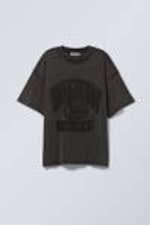 Schwarz washed - Stencil State - Bedrucktes kastiges T-Shirt - 0