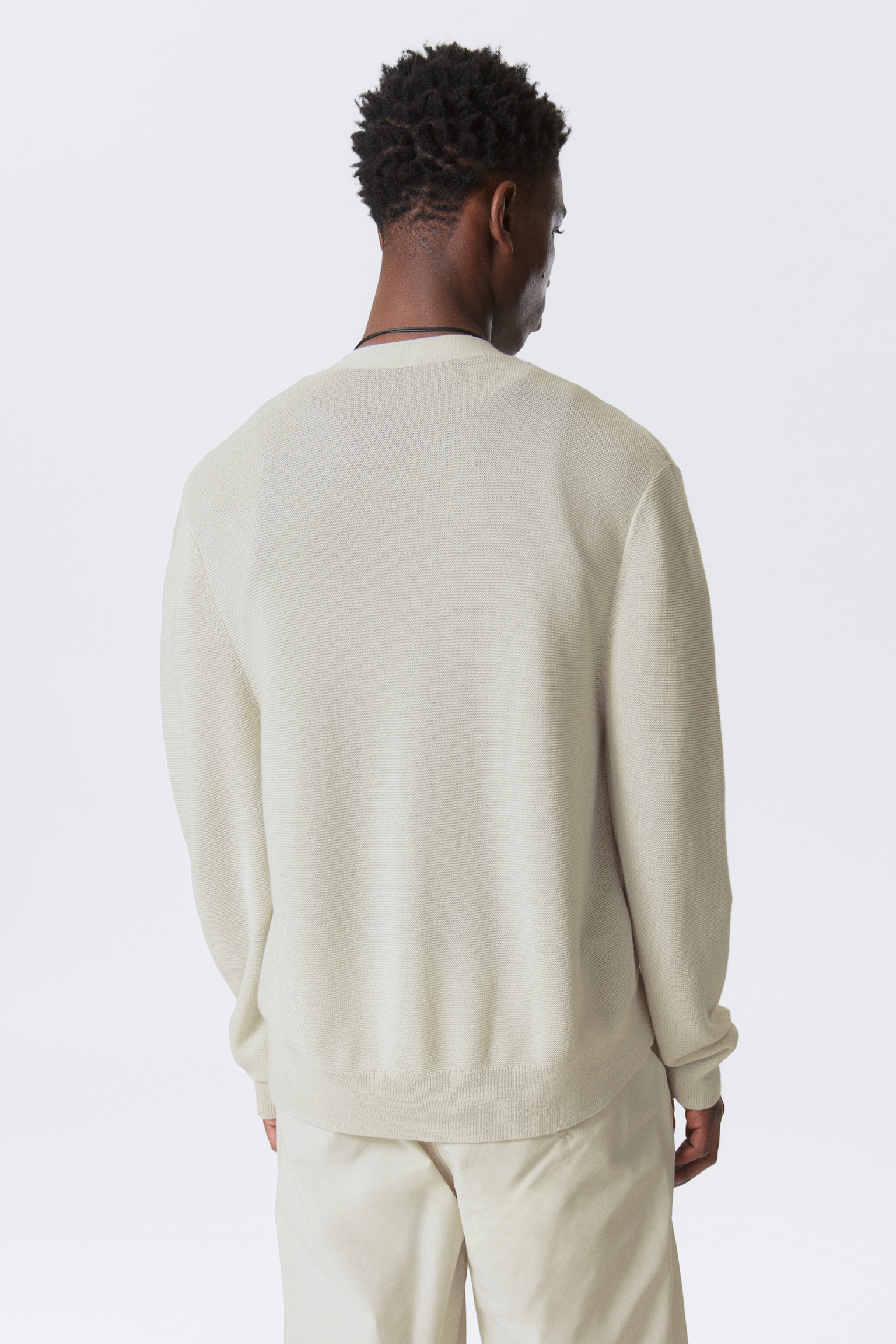 Regular Fit Button-Up Cardigan - Light Beige - 6