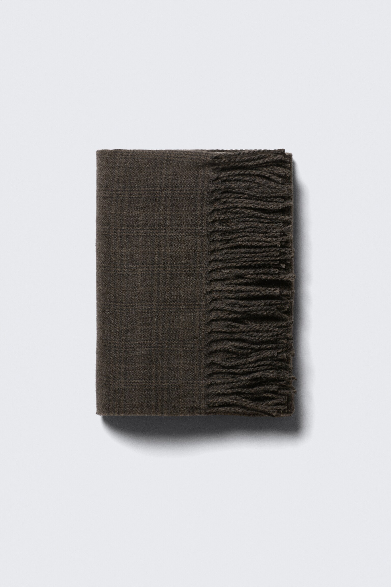 Fransenschal aus Wollmischung - Dunkelgrau kariert/Dunkelbraun/Dunkelrot kariert - 4