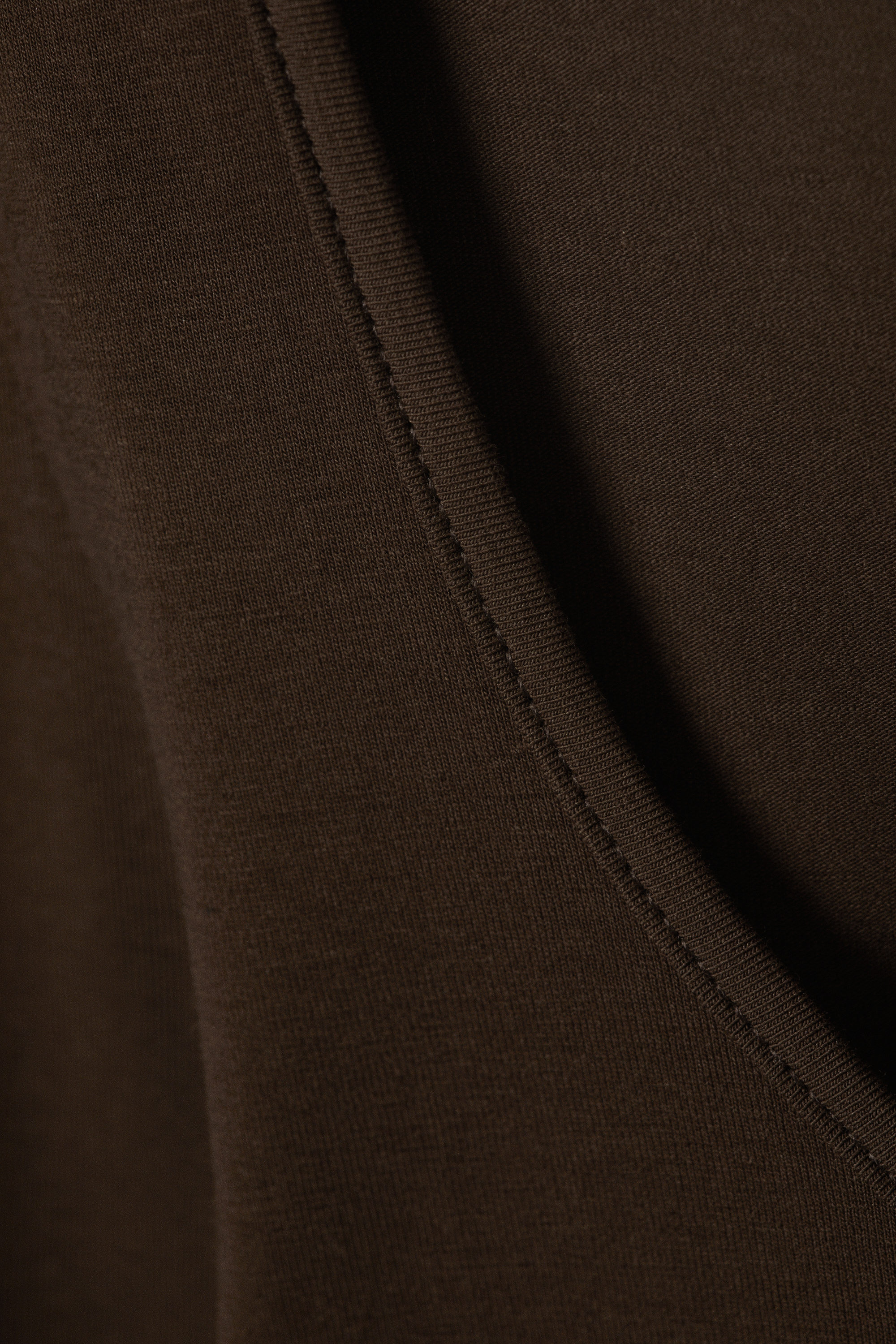 Dark Brown - Long-Sleeved Slim Fit Scoop Neck Top - 4