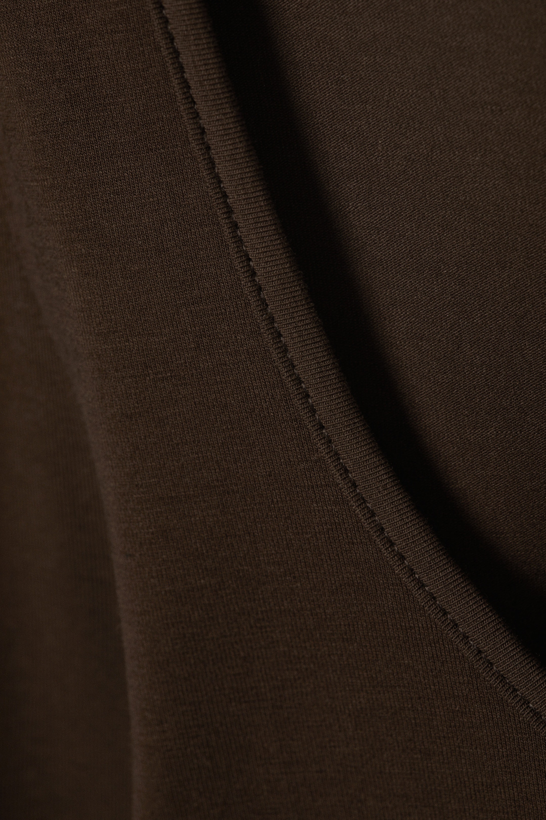 Dark Brown - Long-Sleeved Slim Fit Scoop Neck Top - 2