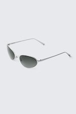 Silver - Dark Lenses - Oval Metal Sunglasses - 2