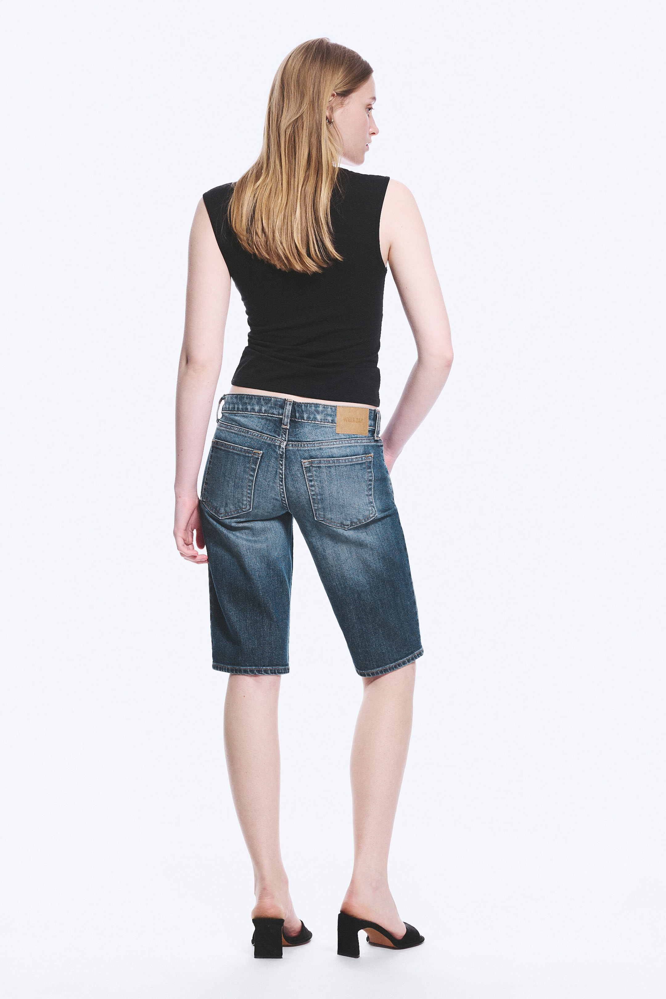 Blue Hymn - Medium Blue - Planet Slim Low Rise Denim Shorts - 2