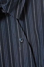 Striped Dark Blue - Asymmetric Fitted Poplin Shirt - 5