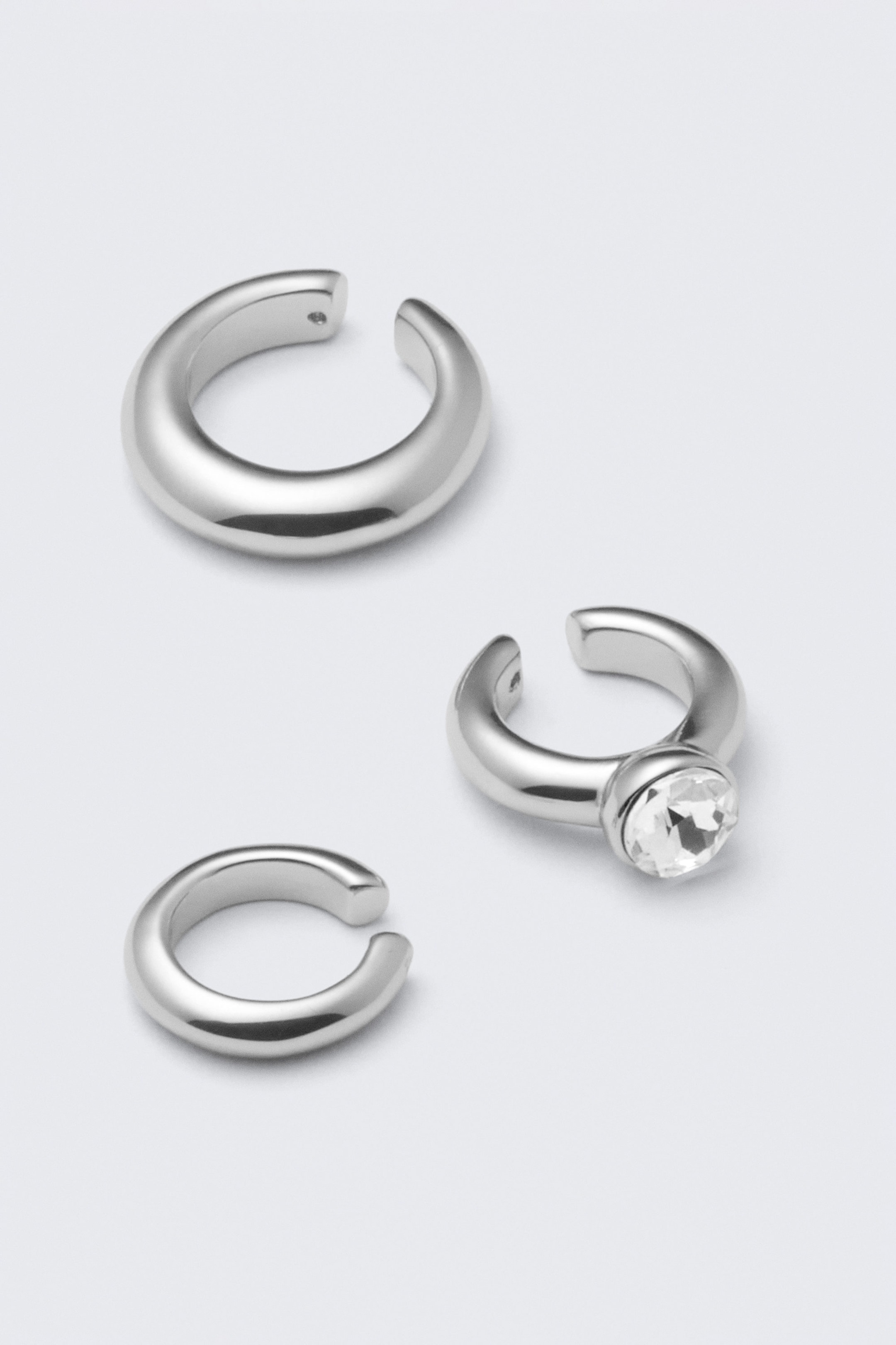 Silver - 3-pack mixade ear-cuffs - 1