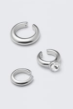 Silver - 3-pack mixade ear-cuffs - 0