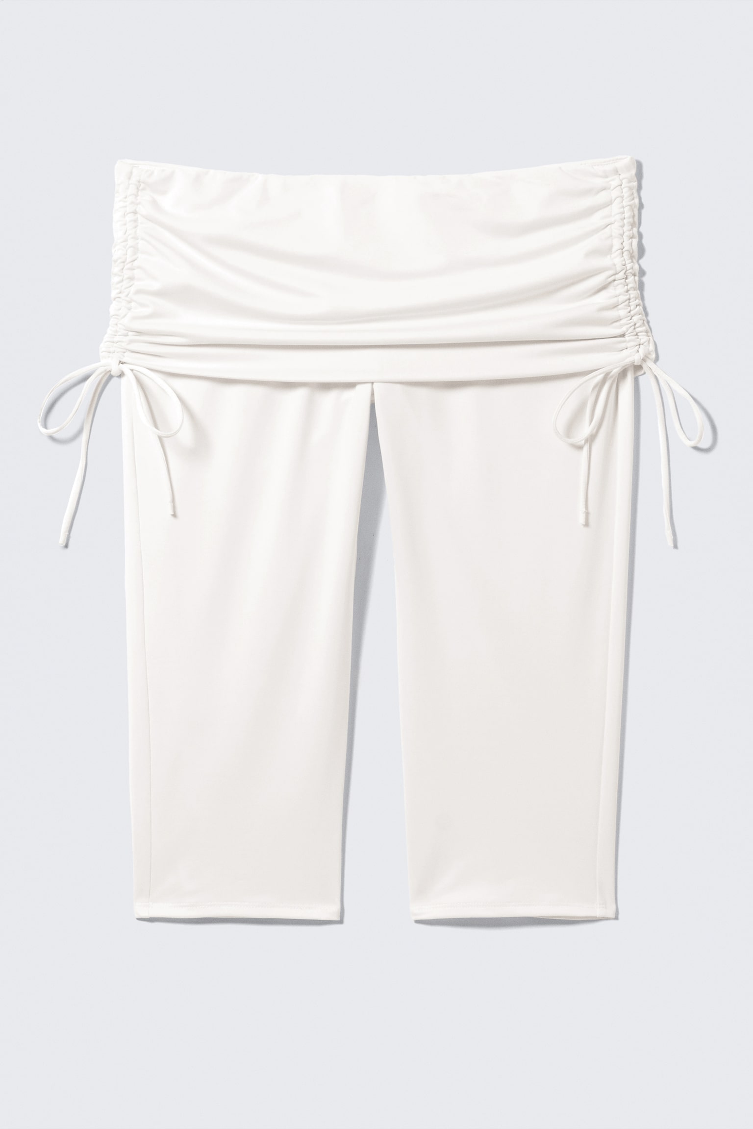 Geraffte Capri-Leggings mit niedrigem Bund - Off-white/Dunkelbraun - 2