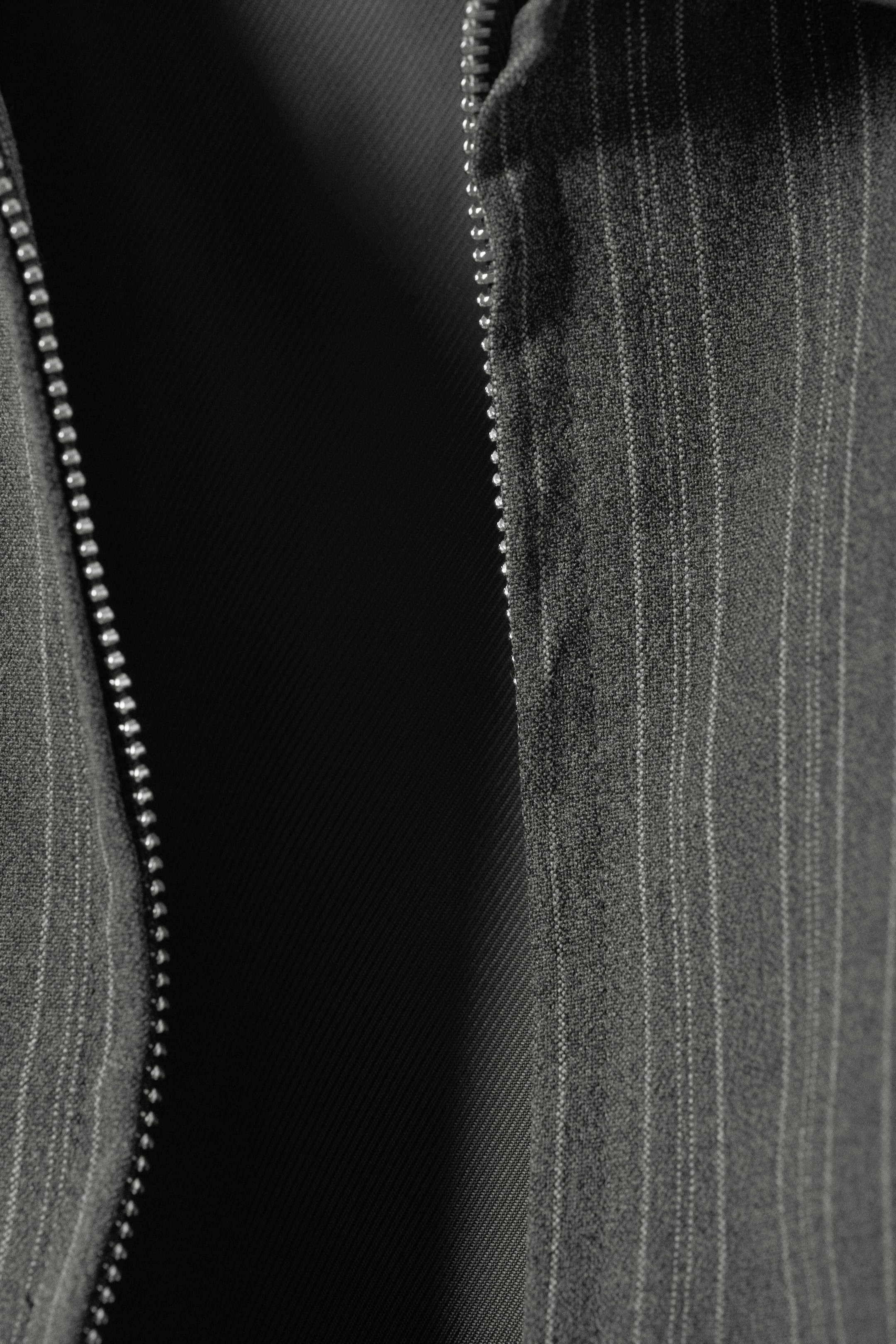 Dark Grey Stripe - Fitted Zip Vest - 1